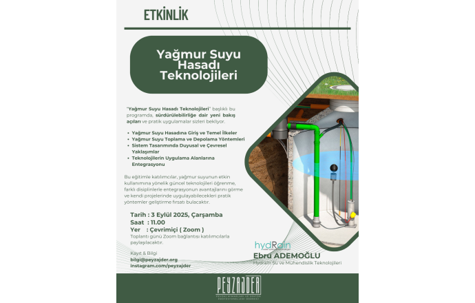 "Yağmur Suyu Hasadı Teknolojileri" konulu çevrim içi eğitim ve bilgilendirme toplantısı.